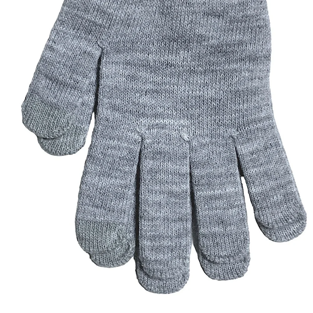 WE Texting Touchscreen Gloves 2 Pair Warm Winter Stretchy Knit Gray OS Unisex